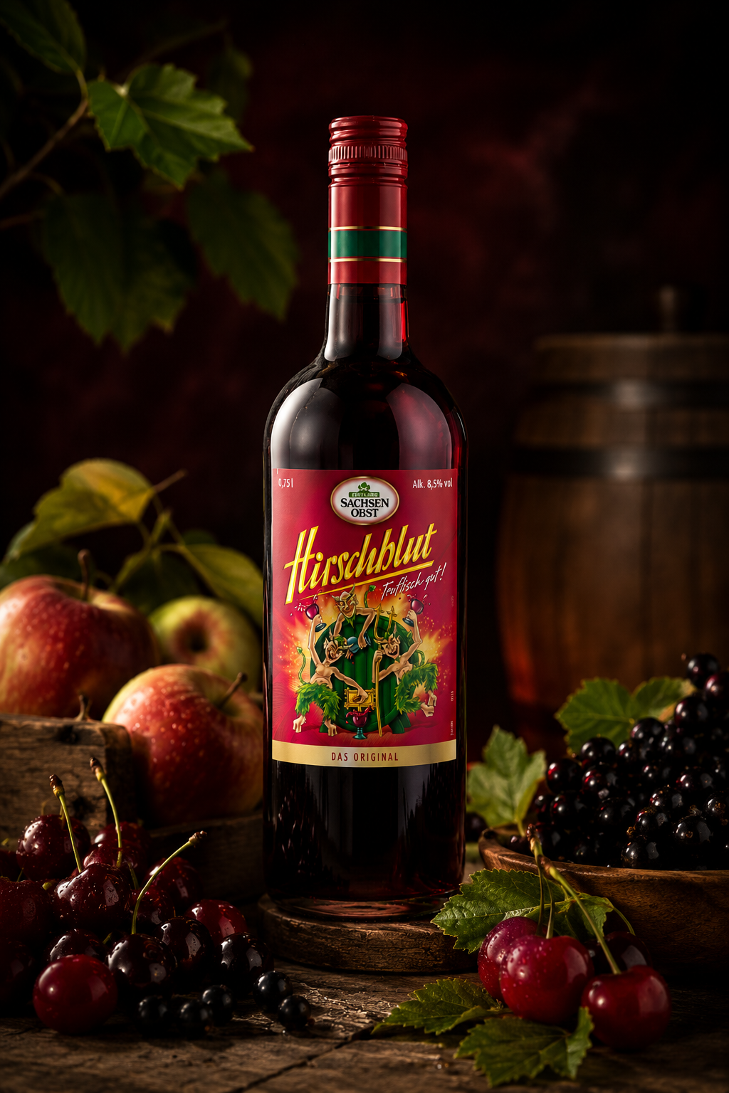 Hirschblut mit Kirschen, Äpfeln und Johannisbeeren